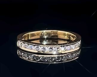 Ladies Diamond Channel Wedding Ring in 14k Yellow Gold Classic Setting