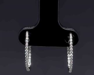 Diamond Hoop Earrings in 14k White Gold