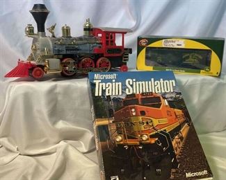 Train Engine Battery Powered, John Deere Boxcar in Box, Microsoft Train Simulator Game