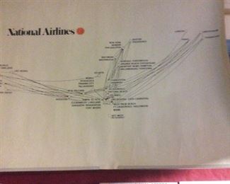 RARE FIND!  NATIONAL AIRLINES FLIGHT PATTERN POSTER 