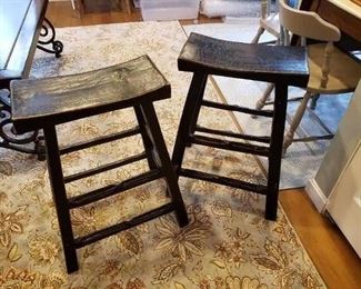 2 handcrafted bar stools