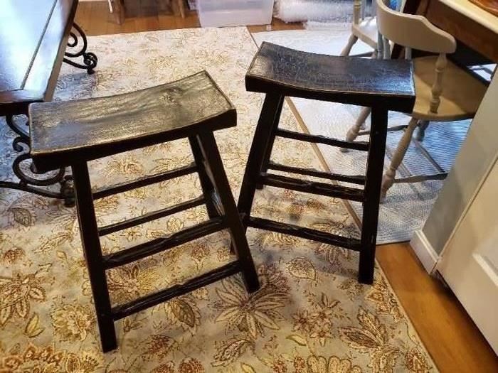 2 handcrafted bar stools