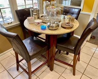 Marbled Round Kitchen Table / 4 Chairs