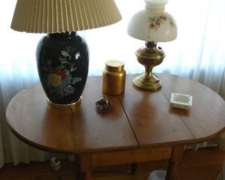 Small Drop Leaf Table & Lamps