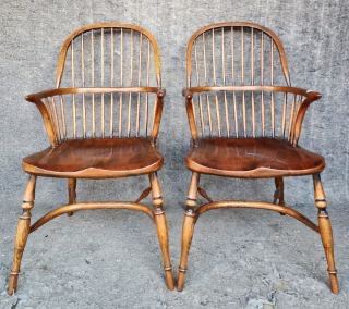 Two Antique Windsor Back Arm Chairs
