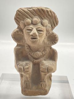 Antique Pre- Colombian Maya Aztec Pottery Stature Sculpture