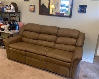 Leather recliner sofa.  