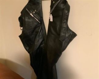 Leather biker pants.