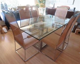 Chrome, Glass Dining Table & 6 Chairs by Milo Baughman, for Thayer Coggin 1970 -1979