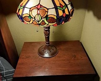 One of 2 Tiffany style bedroom lamps $85 both