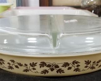 Pyrex Golden Acorn Divided Dish 