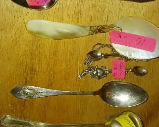 Sterling dessert spoons and label 