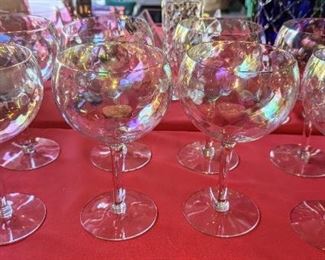 Iridescent Large Wine Globe Glasses.