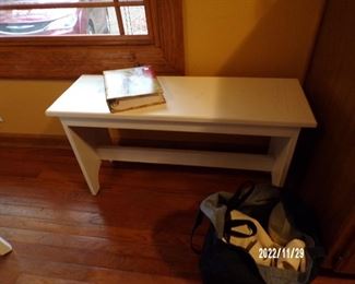 small white bench