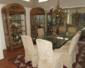 This dining room table and display cabinets are beautiful!