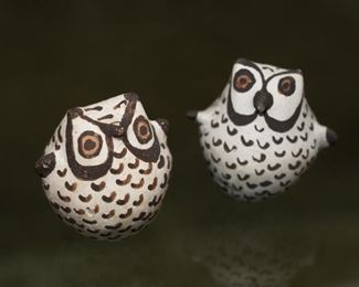 Pair of small Acoma Pottery Owls