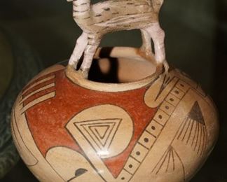Casa Grande pottery with deer effigy on top by Felix Ortiz R
