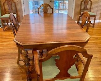 Lot 001-LR: Antique Dining Table and Chairs