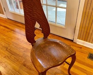 Lot 004-LR: Antique Tiger Oak Chair