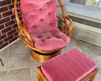 Lot 012-SR: Rattan Chair and Ottoman