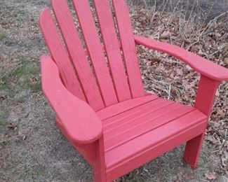 Red painted adirondack chair - wood