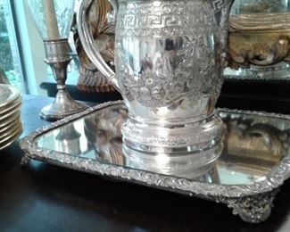 English Silver Plate Covered Water Pitcher