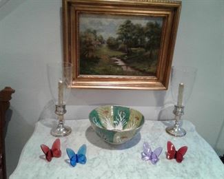 Chinese Cabbage Bowl, Colored Baccarat Butterflies