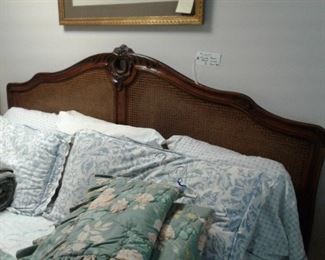 French Prov. style Headboard, cane panels, kingsize