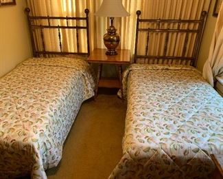 twin brass beds
