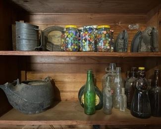 several jars of old marbles