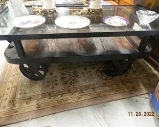 cast iron cart coffee table
