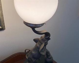 Fantastic Unique  Art Deco Cast Aluminum Elephant Lamp 