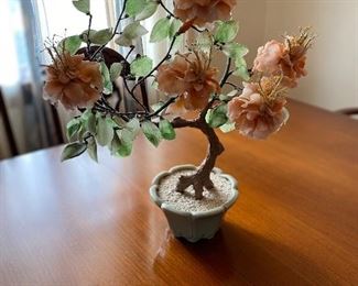 Vintage Agate Glass Jade Bonsai Tree 