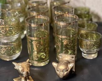 Mid Century Bar Glasses
Clear/Green 