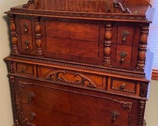 Elegant Ornate Victorian Dresser Tall Chest of Drawers ~38” wide • ~54” tall & about 16” deep