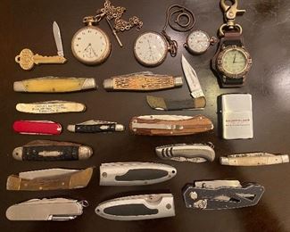 Elgin & Hampden Pocket Watches ; Pocket Knives Pocket Knife Collection ; Zippo 