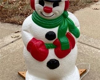 Vintage ~30” Blow Mold Frosty The Snowman Christmas Decor Heavy Duty Plastic 