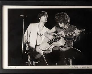 Mick Jagger & Keith Richards Photo by Richard E. Aaron.  Hand Printed & Signed by Richie Aaron.         One Off.  $2,500