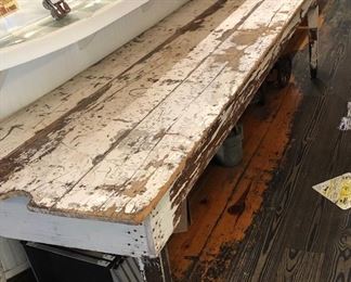 French Country antique farm table circa 19th century
Good condition, original paint, vintage patina              Dimensions:  120”X31”X30”.       $4500