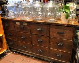 Back of Vintage Country Store Seed Counter used as a candy counter. 79”X24”X30”.       $3,000