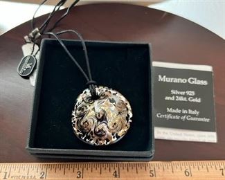 #J6 Murano Glass Pendant Necklace  Price $20.00