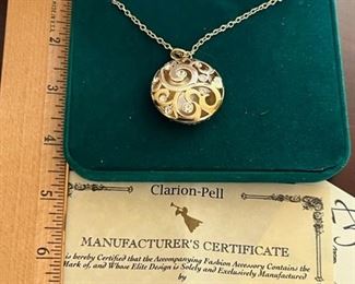 #J9 Clarion-Pell Pendant on chain.  Picture one is the front and the additional is the back.  Price $20.00