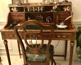Vintage French ladies writing desk and matching chair