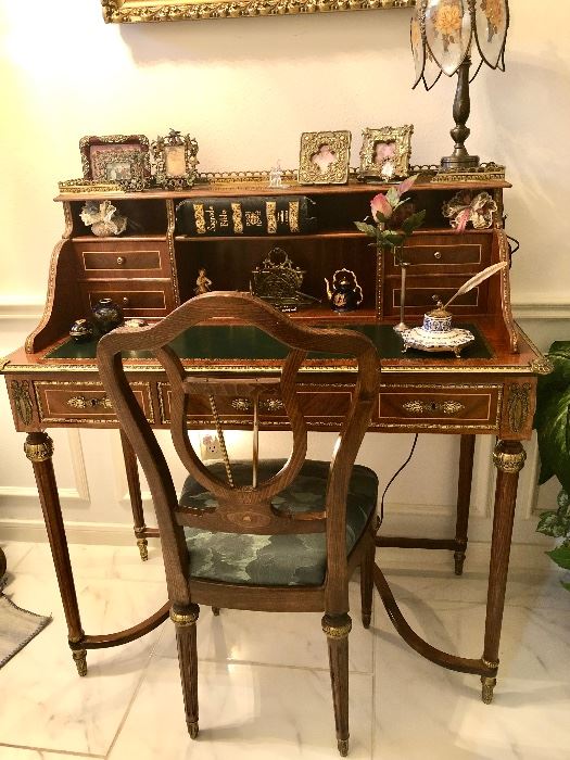 Vintage French ladies writing desk and matching chair