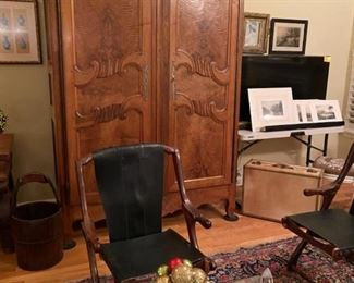 Antique Bookmatched Walnut French Armoire 