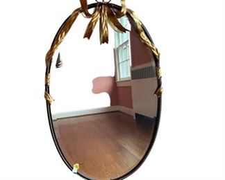 $280  USD   
Vintage La Barge Style Hollywood Regency Oval Gold Gilt Bow  Mirror HH149-2
Description:  A beautiful large La Barge oval wall mirror. The mirror features a pretty streaming ribbon with a delicate looped bow resting on top.  It makes quite the statement and is so elegant.  It's perfect over a vanity in a bathroom.
Condition: Excellent condition
Dimensions: 26 x 43"H
Local pick up Potomac, MD.  Contact us for shipper suggestions.     https://goodbyhello.com/products/oval-lebarge-mirror-w-bow-sf142-21?_pos=13&_sid=aba3f38a9&_ss=r
