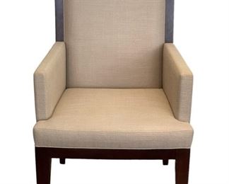 $490   Holly Hunt Studio H Tweed Accent Arm Chair HH149-1     Description:  Angular, mid-century-inspired arms combine with modern details to add a throwback feel to this cutting-edge armchair. It's made from a solid hardwood frame and has tan-colored tweed upholstery.  The rich natural brown finish contrasts with the neutral upholstery for a cool-casual look we love. 
Condition: Excellent Condition
Dimensions: 24 x 24 x 42"H
Local pick up Potomac, MD.  Contact us for shipper suggestions.     https://goodbyhello.com/products/studio-h-tweed-accent-chair-sf143-30?_pos=5&_sid=aba3f38a9&_ss=r