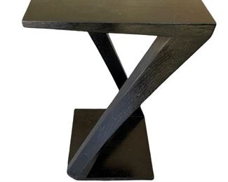 $300 - Hellman Chang Z Pedestal Black Ebonized Walnut Side Table BC60-11211                                                         Description : Hellman Chang Z Pedestal Table Black Ebonized Walnut Side Table. This table is a beautiful functional art piece with its strong geometric shape.

Condition Desc. : This piece is in very good condition. Only minor superficial signs of wear commensurate of age and use. Please refer to photos for a more detailed look at condition. 

Measurements: 12 x 12 x 24

