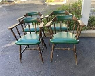 $360 USD       1972 Pub Card Chess Checkers Table w 4 Green Leather Side Chairs AB147-1      Description: Rockingham round pedestal chess board table.  Perfect for a family room.
Condition: Very good condition.
Measurements: 36 x 36 x 30.5"H
Local pick up Rockville, MD.  Contact us for shipper suggestionshttps://goodbyhello.com/products/1972-pub-card-table-w-4-green-leather-side-chairs-ab146-1?_pos=8&_sid=4e0d40c95&_ss=r