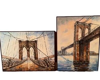 $300 USD     Pair of NYC Bridge Redolfo Original Paintings ST100-69    Description : If you're missing the City, these gorgeous oil paintings on canvas will make a statement in any room. Signed and Framed.
Local pick up Vienna VA.  Contact us for shipper suggestions
Condition Desc. : Excellent
Local Pick up Gaithersburg, MD  Contact us for shipper suggestions.https://goodbyhello.com/products/pair-of-nyc-bridge-redolfo-original-paintings-st100-69?_pos=3&_sid=5c75edaa7&_ss=r